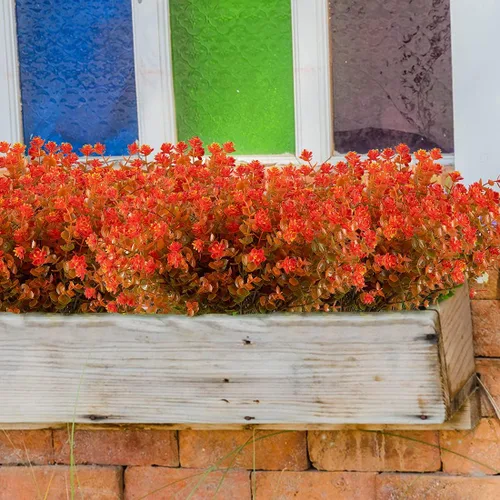 Vista 2 de 6 plantas artificiales de eucalipto, arbustos de boj falsos, resistentes a los rayos UV, no se decolora, ramo de novia de plástico sintético