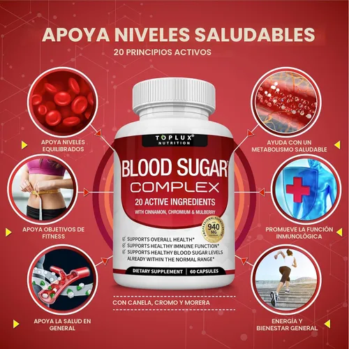 Vista 2 de Suplemento Complejo de Azúcar en la Sangre - Apoya Niveles Saludables de Azúcar en la Sangre que Ya Están Dentro del Rango Normal, Completamente