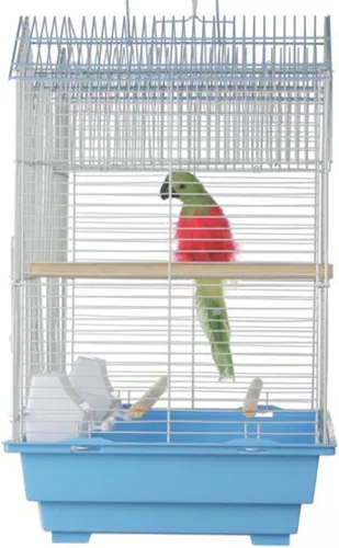 Vista 3 de Jaula para aves con triple tejado Prevue Hendryx, azul y blanco