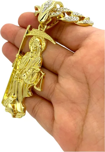Vista 8 de Shiny Jewelers USA CAJA DE COLGANTE CUBANA CUBANA CUBANA PARA HOMBRE SANTA MUERTE NUESTRA SEÑORA DE LA SANTA MUERTE