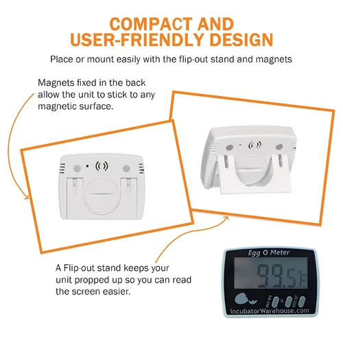 Vista 6 de Egg-O-Meter™ - Termómetro de huevo con pantalla digital grande con memoria mínima/máxima - Termómetro digital con sensor de temperatura