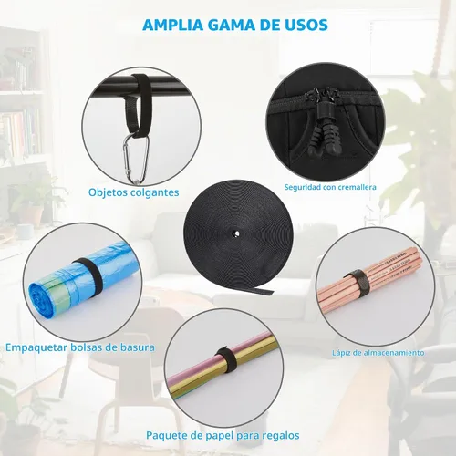 Vista 6 de Rollo de gancho y bucle de 10 yardas x 3/4 pulgadas, bridas de sujeción reutilizables, correas de cables multiusos para organizar el hogar, la 10 Yd