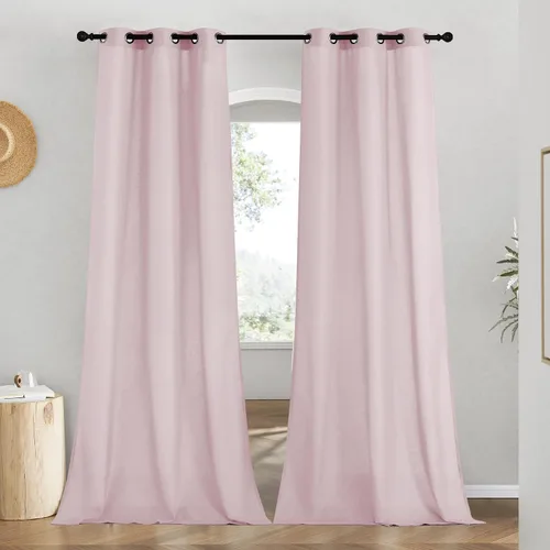 Vista 31 de NICETOWN - Cortinas de lino angora para ventana de cocina sobre el fregadero, con ojales, lino grueso angora, tratamientos cortos para ventanas