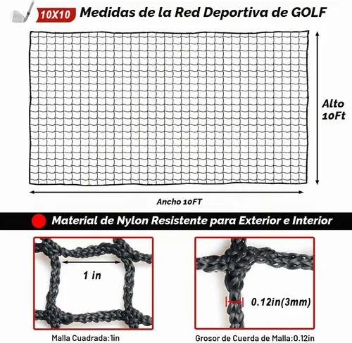 Vista 2 de Red deportiva - Red de pelotas resistente para golf, béisbol, hockey, fútbol
