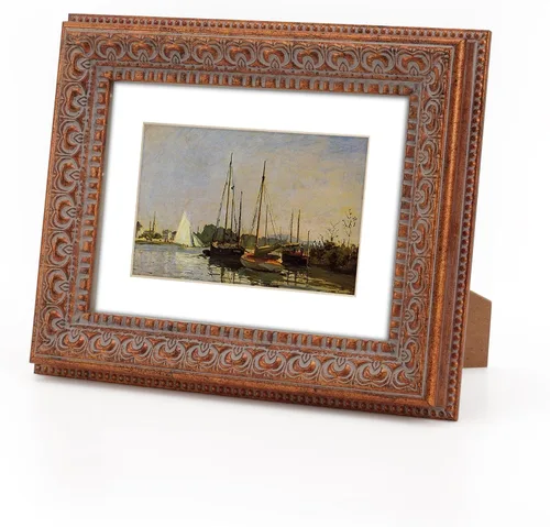 Vista 4 de Paquete de 2 marcos de fotos clásicos adornados de bronce antiguo de 5 x 7 pulgadas, con paspartú de 3.5 x 5.5 pulgadas, pantalla de mesa o pared
