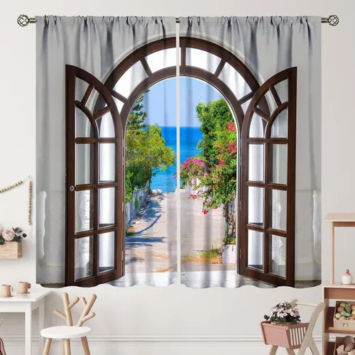 Vista 15 de Cortinas italianas, patio antiguo, sillas de café de Italia, casas históricas en la calle, sala de estar, dormitorio, cortinas opacas con bolsillo