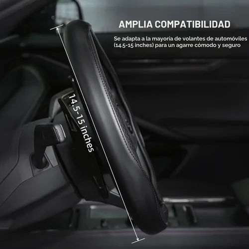 Vista 3 de Rueesh - Funda universal para volante (piel de microfibra, para 14.5-15 pulgadas) Funda antideslizante para volante de automóvil para mujeres