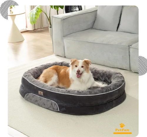 Vista 8 de Cama Sofá Ortopédica para Perros de Tamaño Grande con Soporte de Espuma de Huevo, Cojines Reforzados de Cuatro Lados, Tela Suave Resistente al