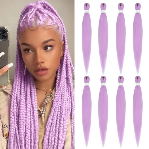 Vista 68 de 8 paquetes de extensiones preestiradas - 16 pulgadas de cabello trenzado premium, 55G/paquete, sin picazón, fijación en agua caliente, textura Perm