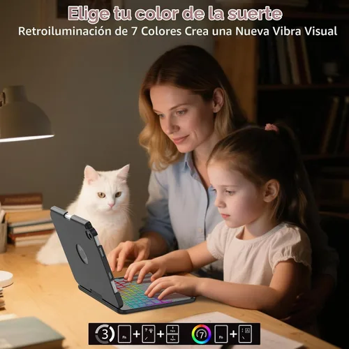 Vista 4 de FUWANG Funda con teclado y panel táctil para iPad mini 7 A17 Pro 2024 y Mini de 6ª generación 2021 de 8.3 pulgadas - Teclado retroiluminado de 7