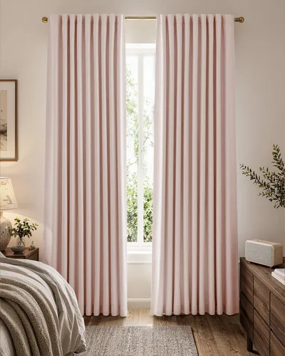 Vista 12 de jinchan Cortinas opacas de felpilla para dormitorio, cortinas beige para sala de estar, juego de 2 paneles de 84 pulgadas de largo, con aislamiento