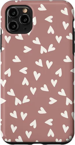 Vista 13 de Simple Chic Boho Heart Pattern - Carcasa para iPhone 16, color rosa polvoriento