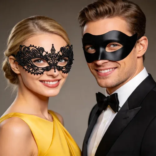 Vista 4 de Máscara de mascarada para parejas
