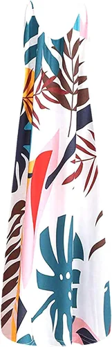 Vista 2 de Oiumov Vestido bohemio para mujer casual de verano sexy con tirantes delgados degradado vestido largo con bolsillos