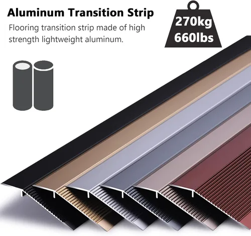 Vista 5 de 10cm Floor Threshold Transition Strip Metal, Bedroom Doorway Edge Trim/Drop Molding for Tile Laminate Vinyl Flooring, Black Grey Gold Silver