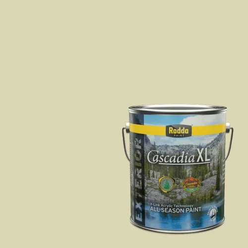 Vista 180 de Rodda Paint CASCADIA XL Pintura e imprimación satinada para exteriores en uno, cuarto de galón, azul playa norte
