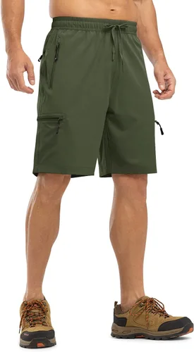 Vista 6 de TBMPOY Pantalones cortos de senderismo para hombre con 5 bolsillos con cremallera, 9 pulgadas, ligeros, para exteriores, trabajo, atletismo, viajes