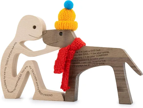 Vista 12 de Estatuas personalizadas de madera con nombre grabado, esculturas de humanos y perros