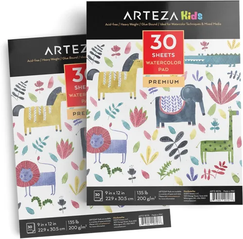 Vista 9 de ARTEZA Papel de acuarela, 14 hojas, papel de color de agua de 9 x 12 pulgadas, 140 lb/300 gsm, 100% algodón, prensa en frío, papel de arte sin ácido