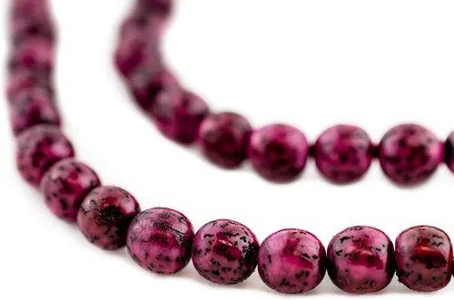 Vista 6 de The Bead Chest Cuentas redondas naturales de color rojo rubor (0.315 in)