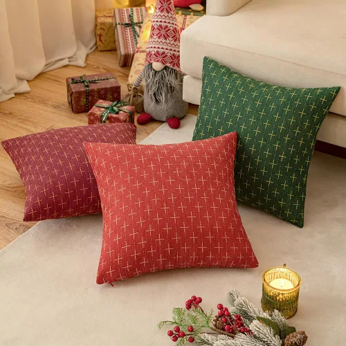 Vista 118 de MIULEE - Juego de 2 fundas de almohada decorativas de lino de arpillera navideñas, modernas, estilo campestre, rústicas, tejidas, con textura
