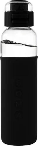 Vista 2 de SOMA - Botella de agua de vidrio con funda de silicona, tapa deportiva, 17 onzas, color negro