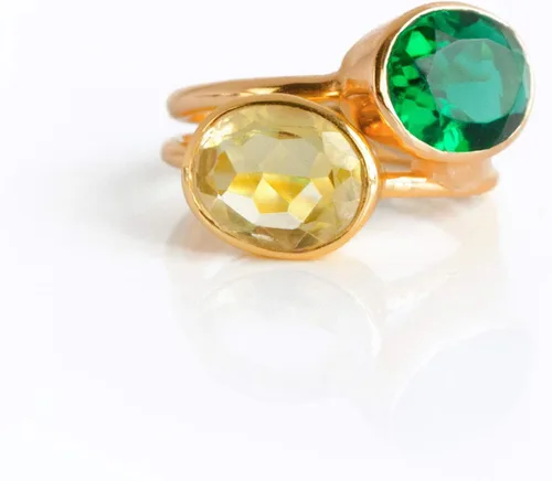 Vista 62 de Oval Birthstone Ring Bezel Set in Vermeil Gold, Sterling Silver, or Rose Gold, Stacking Birthstone Ring [rOMB]