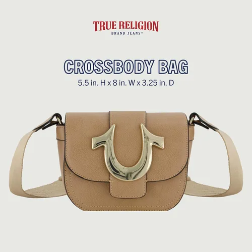 Vista 2 de True Religion Women's Crossbody Bag, Mini Flap Adjustable Shoulder Handbag with Horseshoe Logo