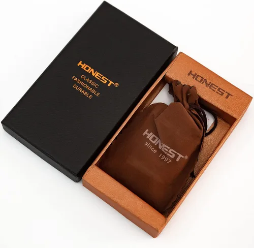 Vista 5 de Encendedor de tubo pequeño de cuero suave llama interior butano recargable (sin gas) (negro)