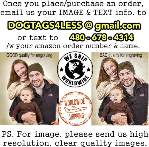 Vista 3 de Chapitas personalizadas con fototexto grabado Personalice la chapita con su imagen texto Grabado gratuito Regalo ideal para San Valentín día