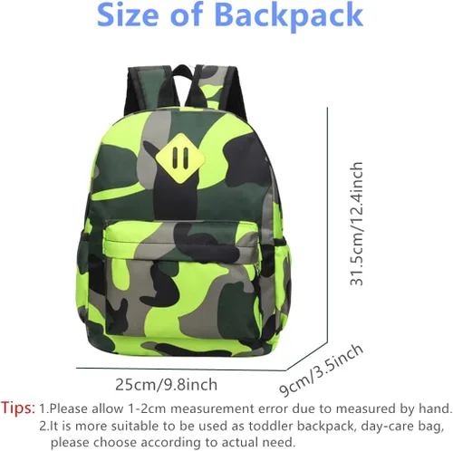 Vista 3 de Mochila de camuflaje para niños preescolares para jardín de infantes, bolsa de guardería, Camuflaje azul cielo, Mochilas de mochila