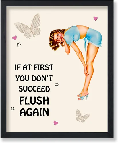 Vista 32 de Poster Master Pin Up Girl Poster - Better Late Than Ugly Print - Butterfly Art - Modern Art - Trendy Art - Gift for Men & Women - Funny Decor for