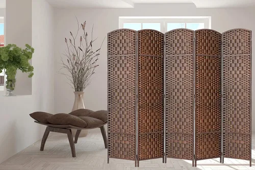 Vista 16 de Legacy Decor 8 Panels Room Divider Privacy Partition Screen Bamboo Fiber Natural Color 5.9 ft High X 11.7 ft Wide