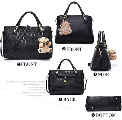 Vista 3 de FiveloveTwo. Bolso de mano para mujer, 4 piezas, con asa superior, bolsa de hombro, soporte para tarjetas