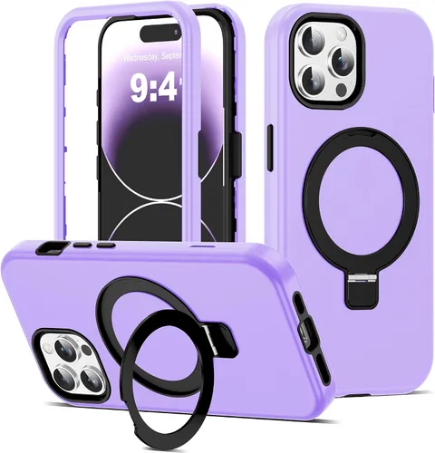 Vista 15 de Funda compatible con iPhone 13 y 14 de 6.1 pulgadas con soporte de anillo magnético [protección militar contra caídas] [compatible con Mag-Safe]