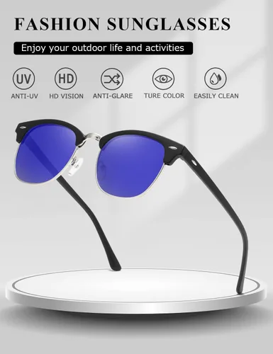 Vista 144 de AEVOGUE Gafas de sol polarizadas para mujeres y hombres semi marco retro gafas de sol AE0369