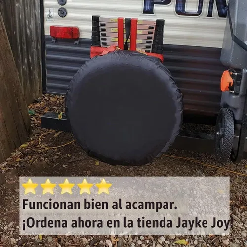 Vista 7 de Cubierta de rueda de repuesto, cubierta de rueda negra impermeable de cuero de PVC resistente al polvo, universal, apta para Jeep, remolque, RV