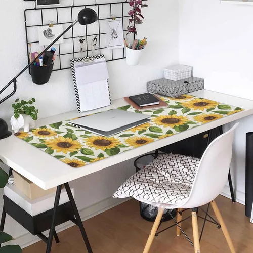 Vista 5 de ALAZA Retro Sunflower Leaves Large Gaming Mouse Pad Big Mousepad Mice Keyboard Mat with Non-Slip Rubber Base for Computer Laptop Home & Office, 31.5