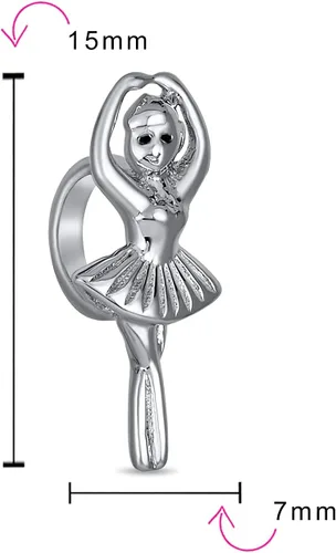 Vista 4 de Inspirational Pink White Dancer Prima Ballerina Shoes Ballet Slipper Dangling Bead Charm For Women Teen .925 Sterling Silver Fits European Bracelet