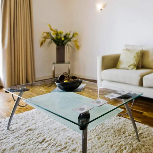 Vista 5 de Mantel rectangular transparente de vidrio templado de 16 x 24 pulgadas, borde pulido de lápiz de 3/8 pulgadas de grosor, resistente a los arañazos