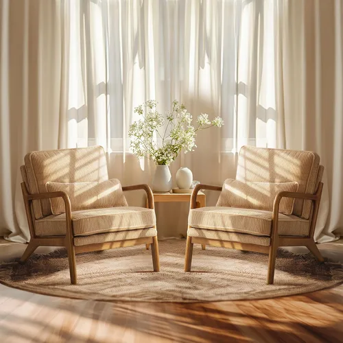 Vista 13 de VINGLI Silla de Acento de Pana Premium Mejorada, Silla con Reposabrazos Tapizada, Cómoda Silla de Lectura de Madera Maciza con Almohada Lumbar