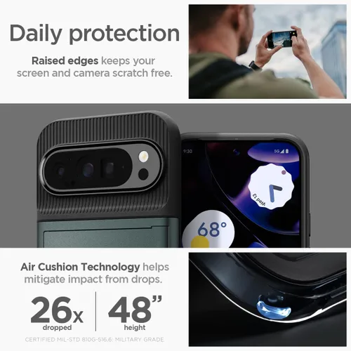 Vista 4 de Spigen Slim Armor CS - Funda diseñada para Pixel 9 Pro XL (2024) [protección de grado militar] - Abyss Green