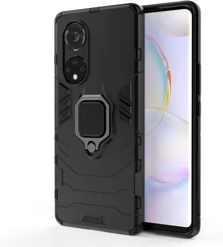 Vista 5 de Compatible con Huawei Nova 9 Pro, funda Honor 50 Pro, soporte de anillo de metal a prueba de golpes (funciona con soporte magnético para automóvil)