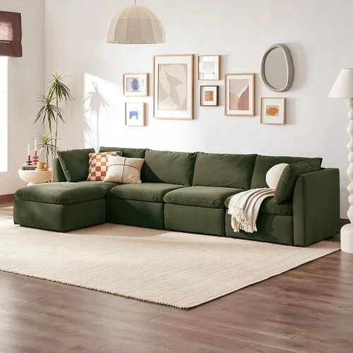 Vista 17 de mopio Sofá Seccional Modular de Gran Tamaño con Fundas Completamente Extraíbles y Almacenamiento, Convertible en Forma de U, en Forma de L
