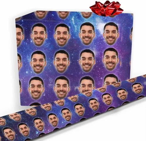 Vista 35 de Papel de regalo personalizado, divertido papel de regalo para cara, foto, nombre, Día del Padre, rollo de regalo para papá, hombres, mujeres, niños
