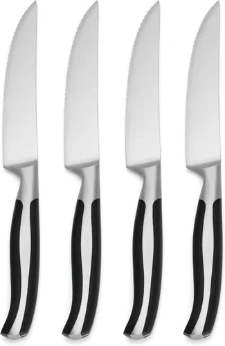 Vista 5 de Oneida Crosshatch - Juego de cubiertos – Juego de cuchillos para carne jumbo de 4 piezas