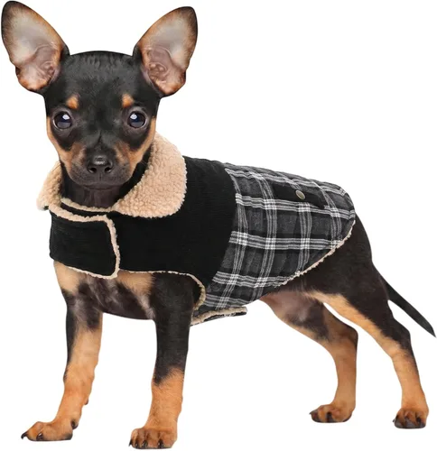 Vista 28 de Abrigo de invierno para perros pequeños, chaqueta sólida para cachorros, abrigo cálido para mascotas para clima frío, prendas acolchadas resistentes