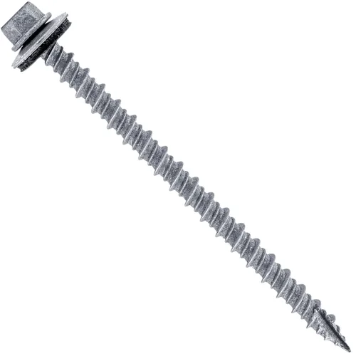 Vista 258 de Tornillos para techos de metal gris ABC 10 x 1 - Cabezal hexagonal - Arandela EPDM - Arandela de arranque automático/roscado - 1 bolsa - 250