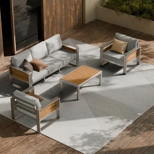 Vista 15 de ZANDOR Muebles de Exterior de Aluminio - 1 Pieza Sofá de Dos Plazas, Sofá de Exterior Moderno de Metal Resistente a Todas las Condiciones con Cojín