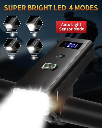 Vista 11 de DARKBEAM Luz para bicicleta, faros delanteros de bicicleta superbrillantes de alta luminosidad USB recargable, luces de ciclismo impermeables de 4